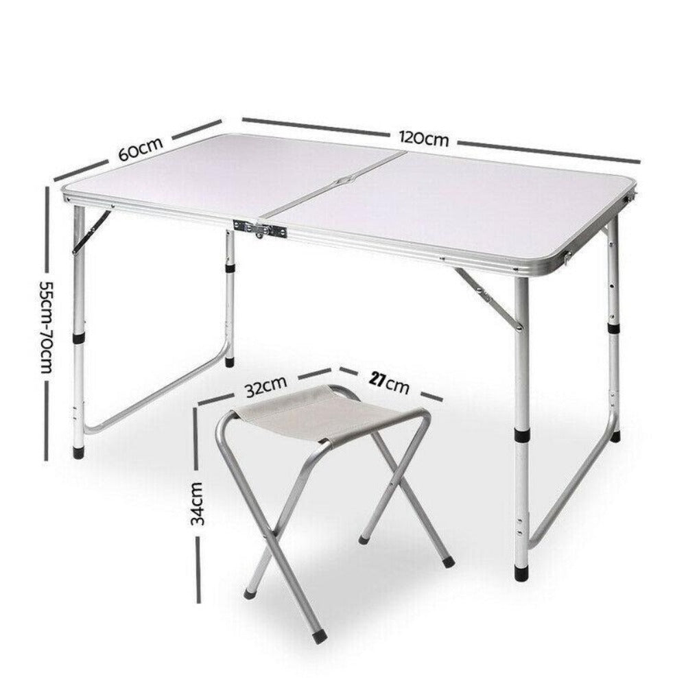 Bargene Folding Picnic Table and 4 Stools Set, Aluminium, photo 3 of 7