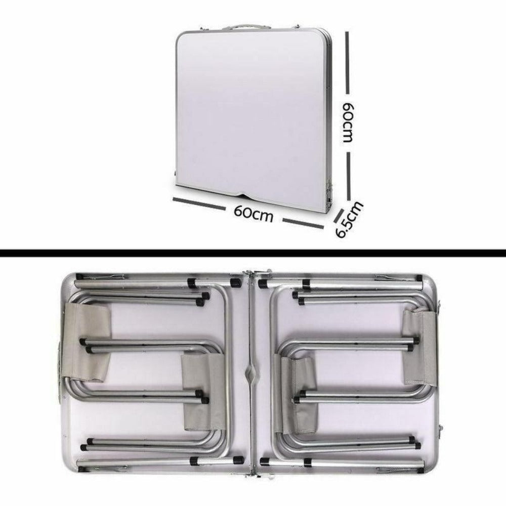 Bargene Folding Picnic Table and 4 Stools Set, Aluminium, showing the options available