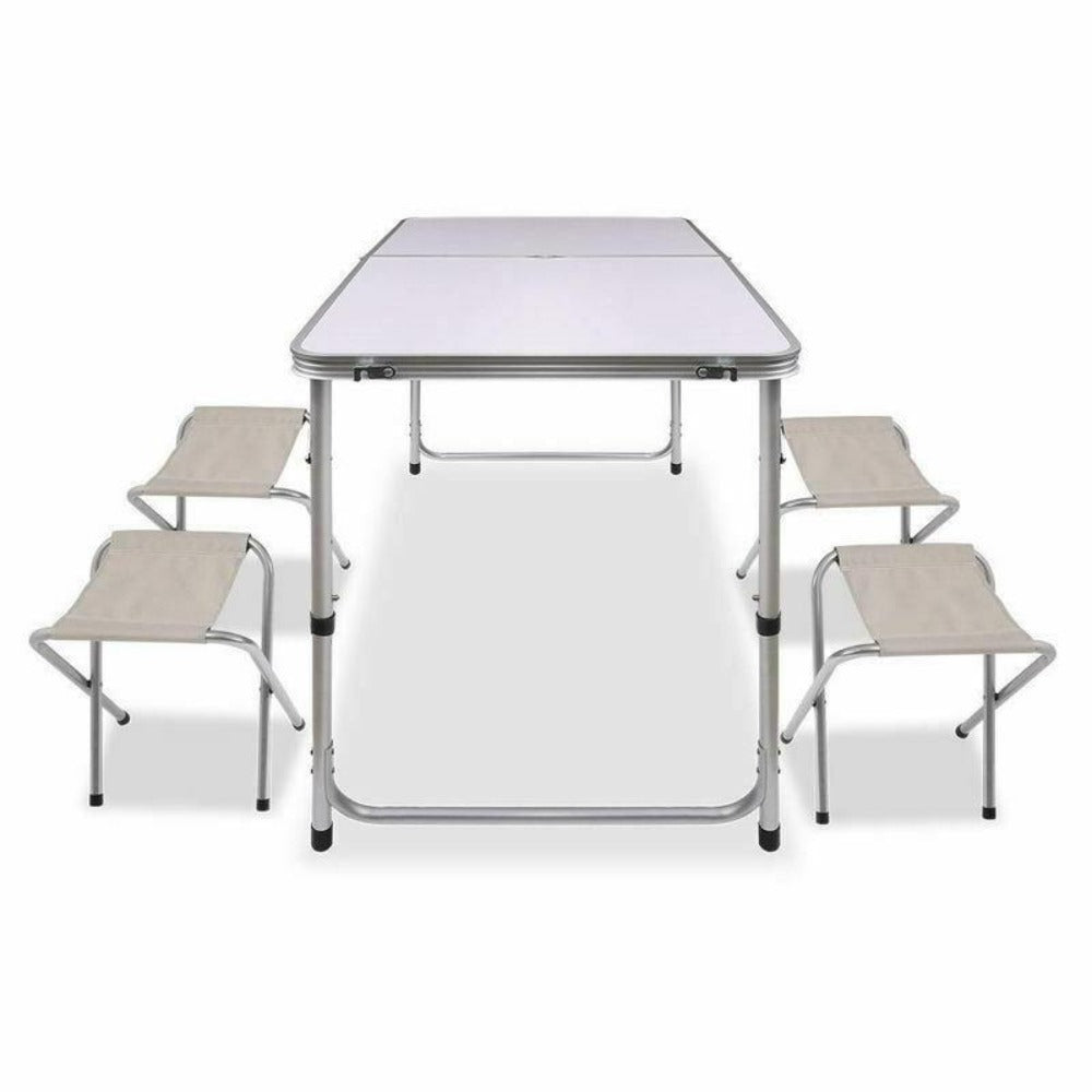 Bargene Folding Picnic Table and 4 Stools Set, Aluminium, photo 6 of 7