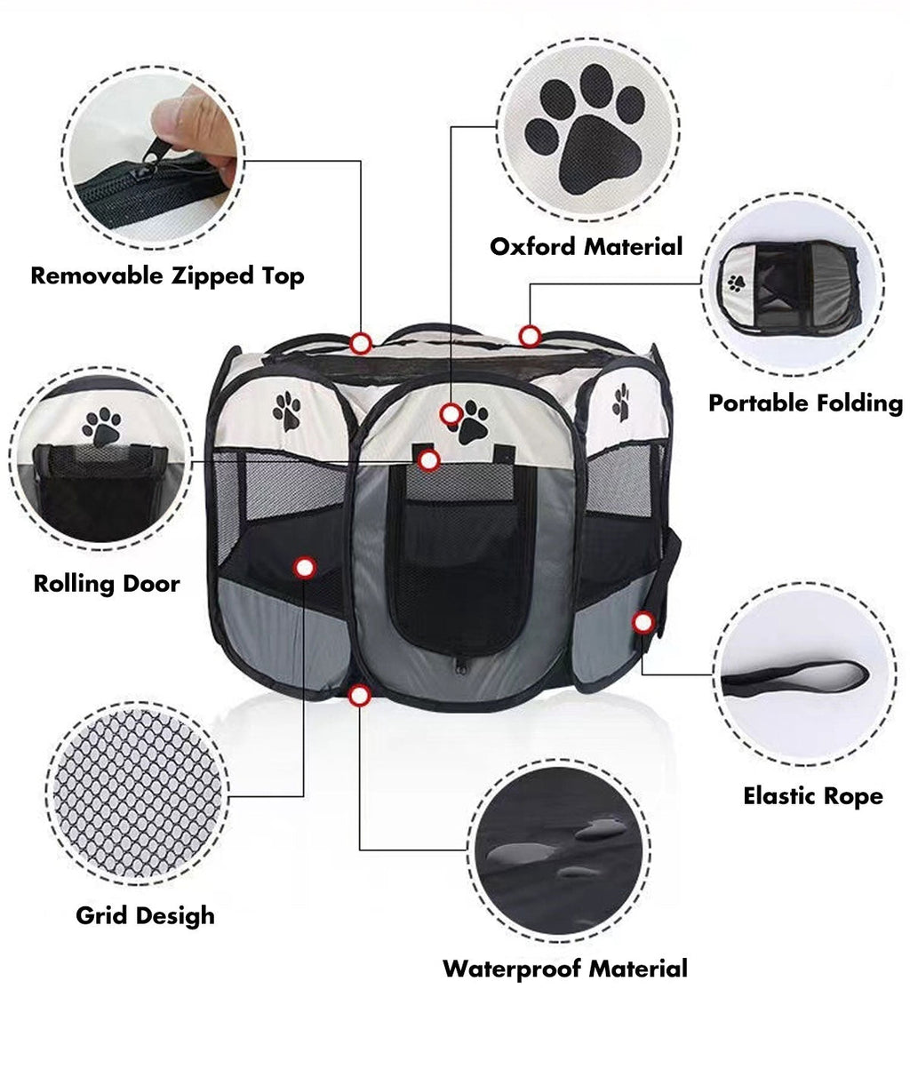 8 Panel Pet Dog Cat Crate Play Pen Bags Kennel Portable Tent Playpen