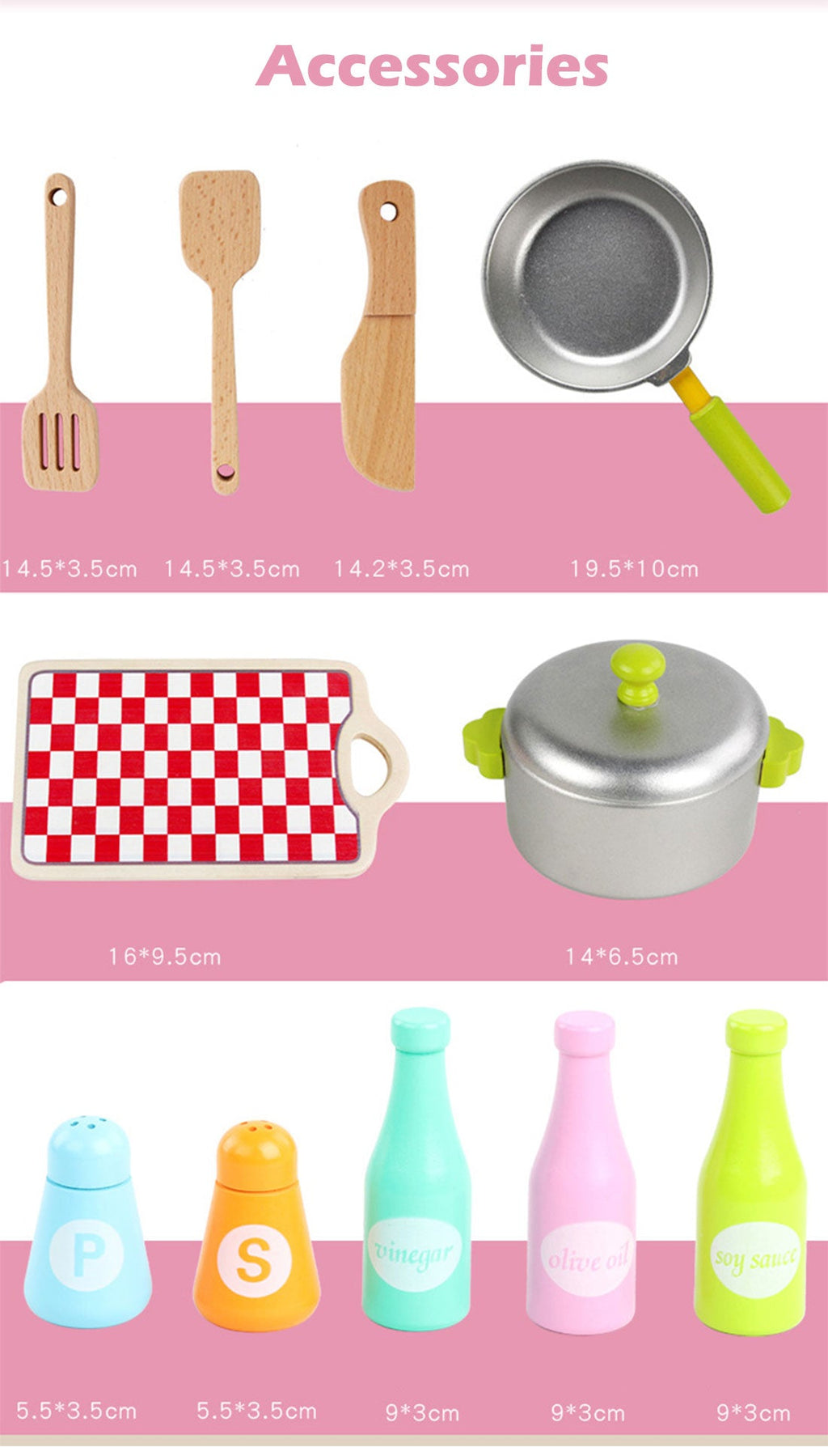 Kids Wooden Kitchen Pretend Play Set Toy Toddlers Children Cooking