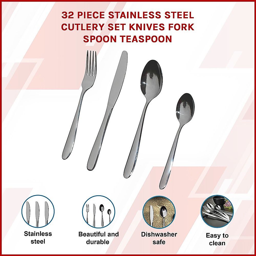 Randy & Travis Machinery Stainless Steel Cutlery Set, 32 Pieces
