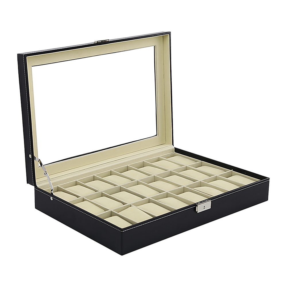 Randy & Travis Machinery Glass Lid Watch Box, 24 Slots