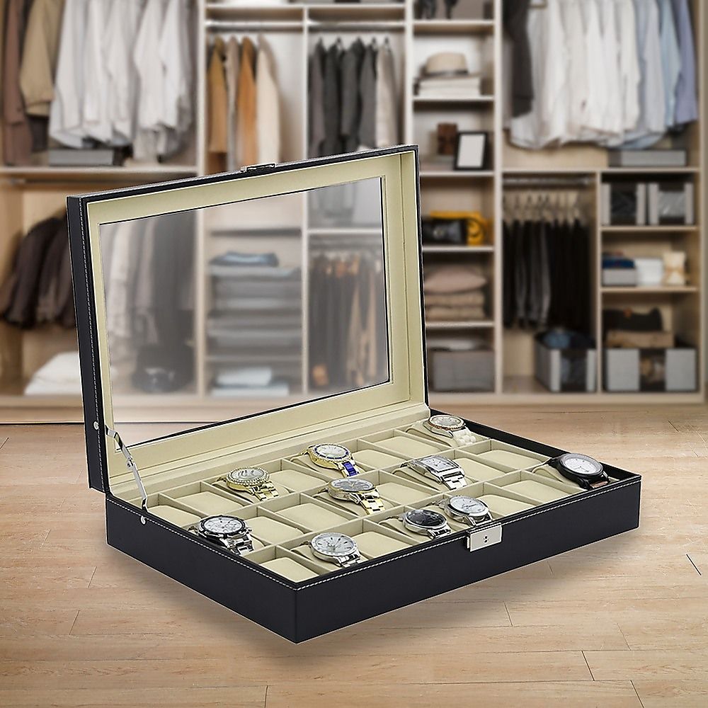 Randy & Travis Machinery Glass Lid Watch Box, 24 Slots