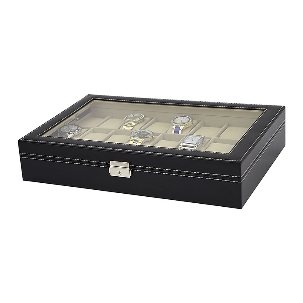 Randy & Travis Machinery Glass Lid Watch Box, 24 Slots