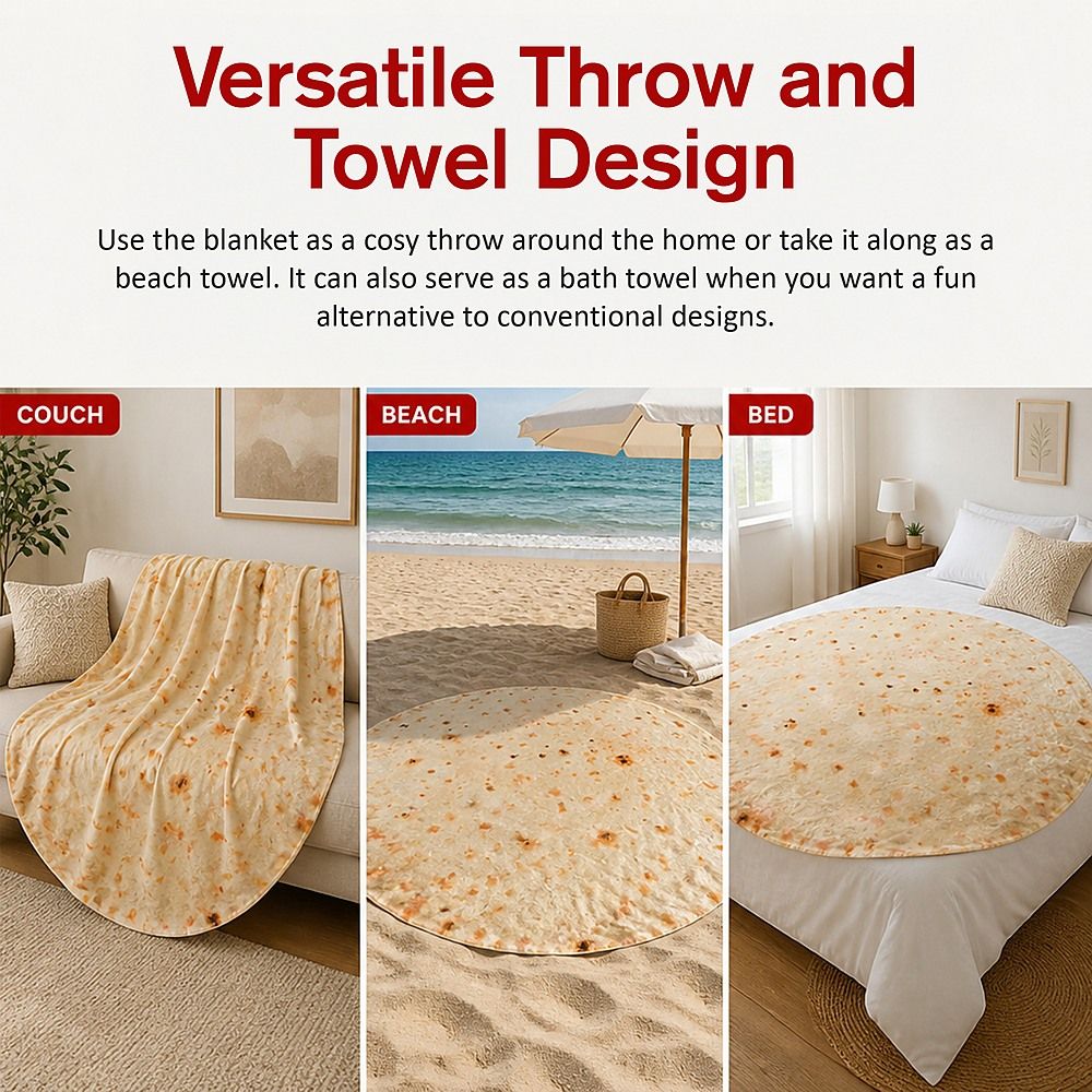 Palermo Round Tortilla Blanket Throw, 180 cm
