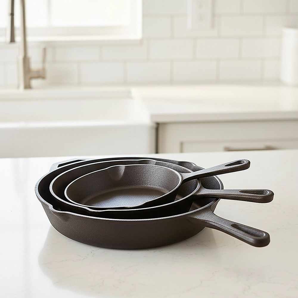 Randy & Travis Machinery Pre-Seasoned Cast Iron Skillet Set, 3 Pieces