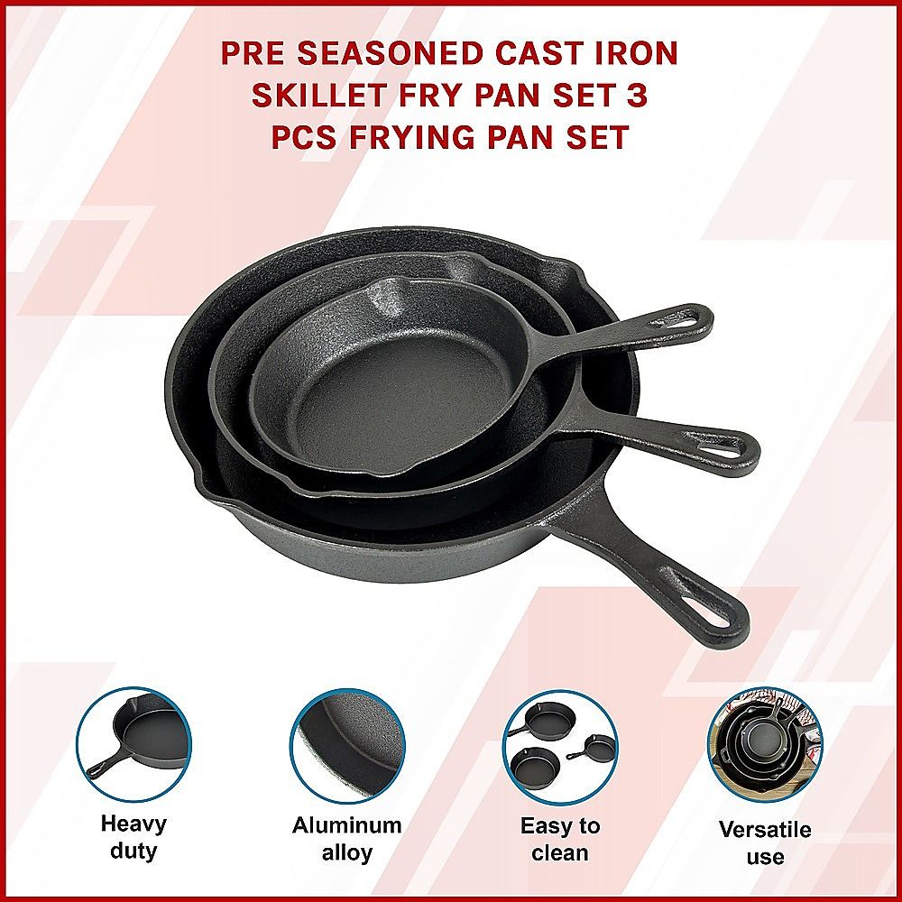 Randy & Travis Machinery Pre-Seasoned Cast Iron Skillet Set, 3 Pieces