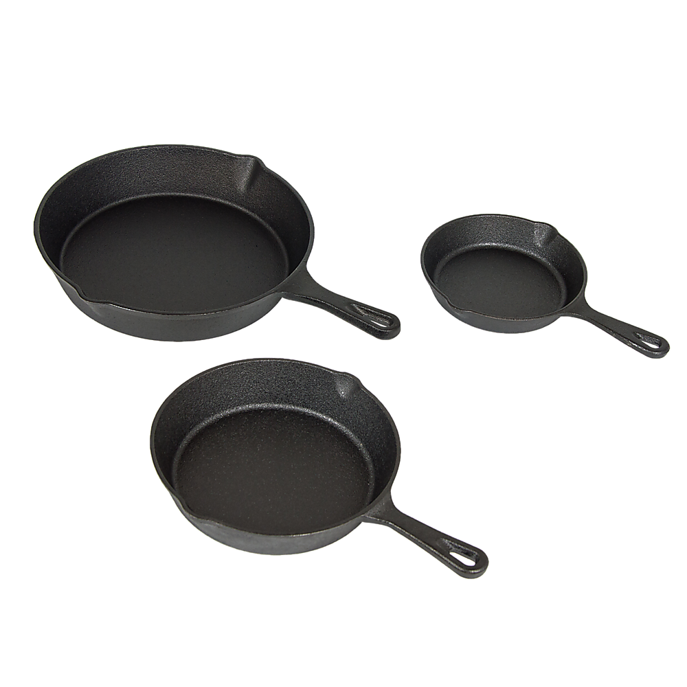 Randy & Travis Machinery Pre-Seasoned Cast Iron Skillet Set, 3 Pieces