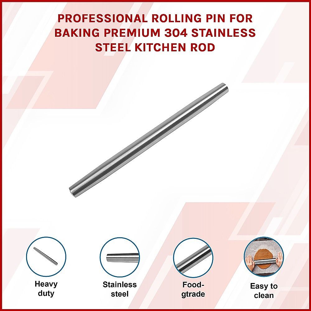 Randy & Travis Machinery Stainless Steel Rolling Pin, 42.5 cm