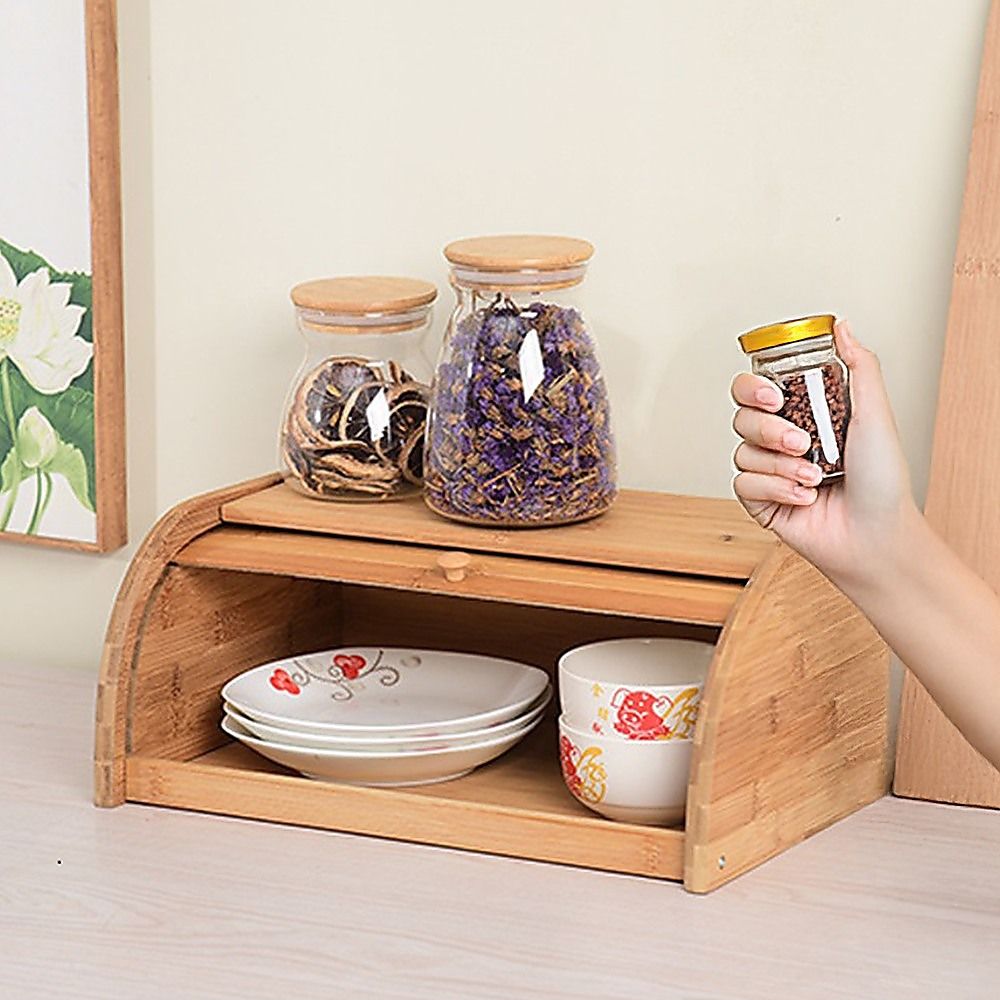 Randy & Travis Machinery Bamboo Bread Bin with Roller Door
