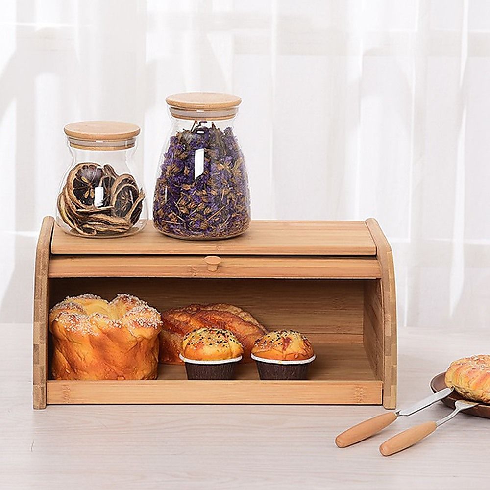 Randy & Travis Machinery Bamboo Bread Bin with Roller Door