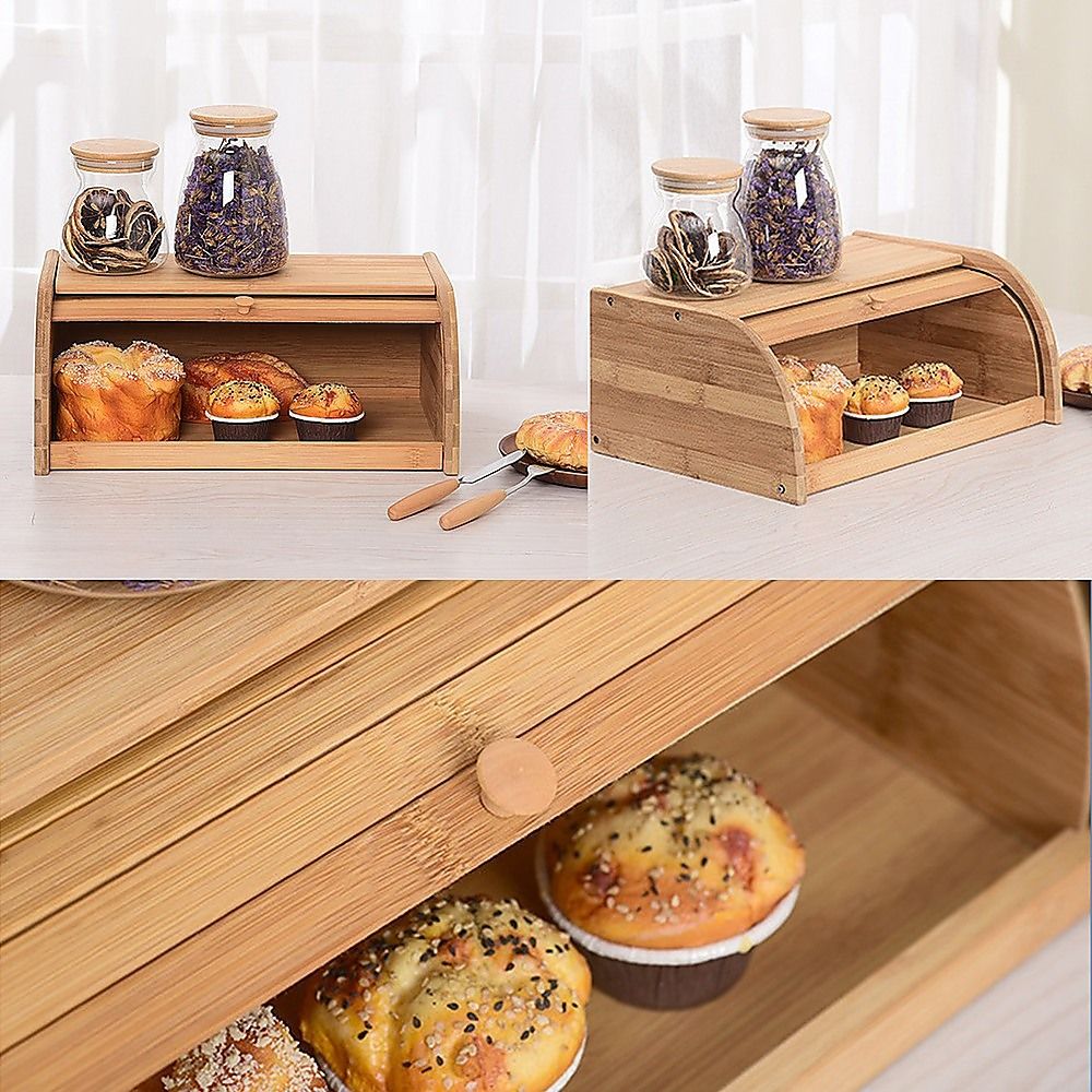 Randy & Travis Machinery Bamboo Bread Bin with Roller Door