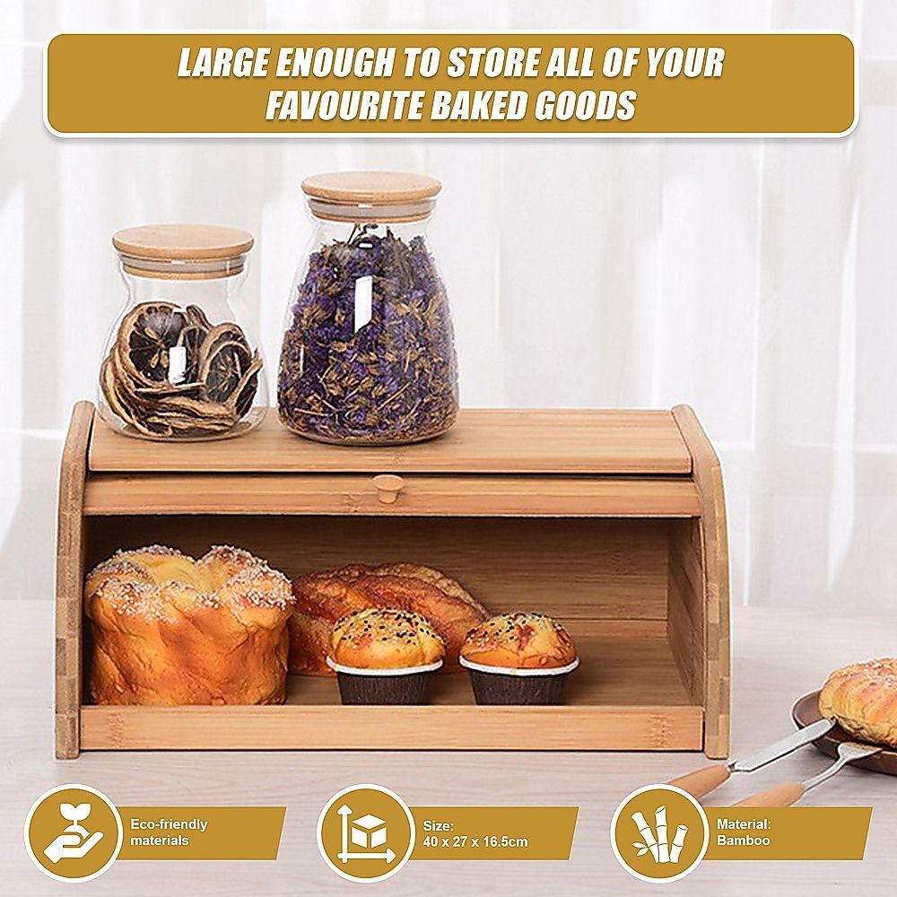 Randy & Travis Machinery Bamboo Bread Bin with Roller Door
