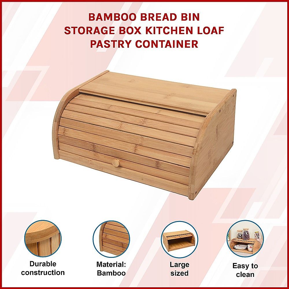 Randy & Travis Machinery Bamboo Bread Bin with Roller Door