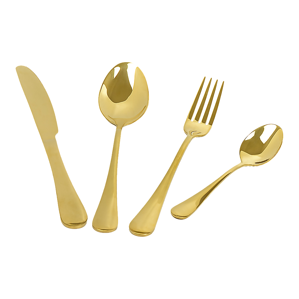 Randy & Travis Machinery Gold Stainless Steel Cutlery Set, 24 Pieces