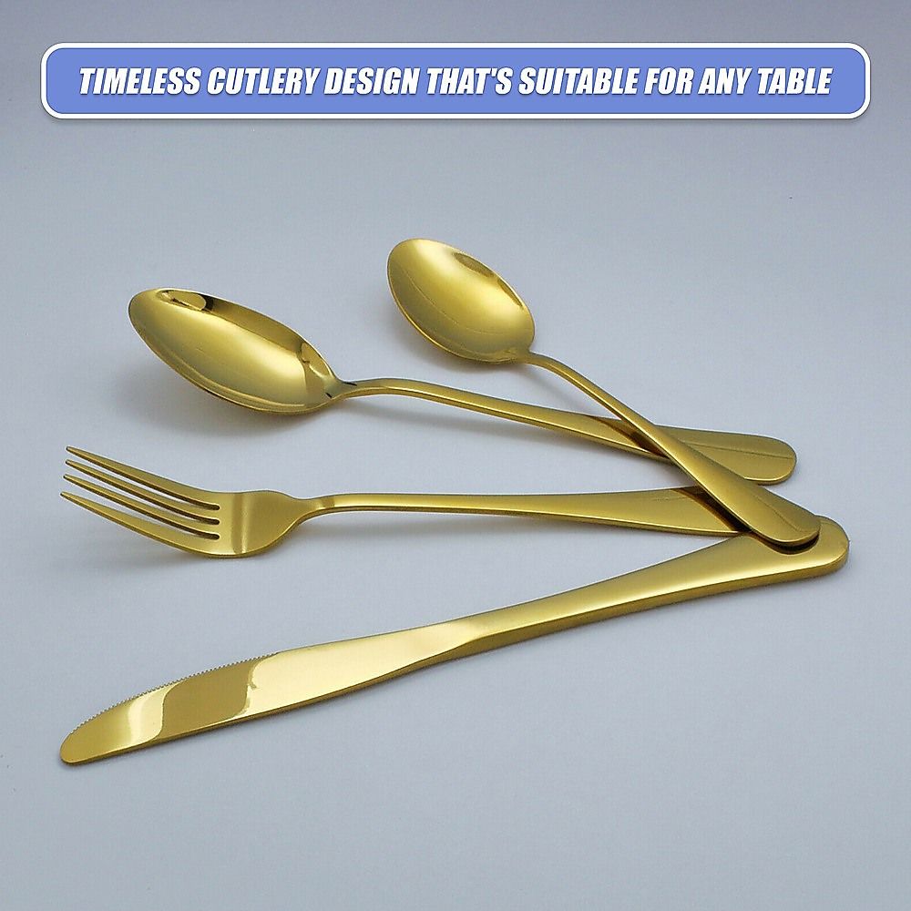 Randy & Travis Machinery Gold Stainless Steel Cutlery Set, 24 Pieces
