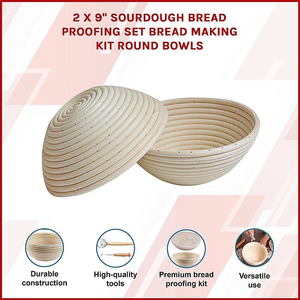 Randy & Travis Machinery Sourdough Proofing Kit, 2 x 9 Inch Baskets