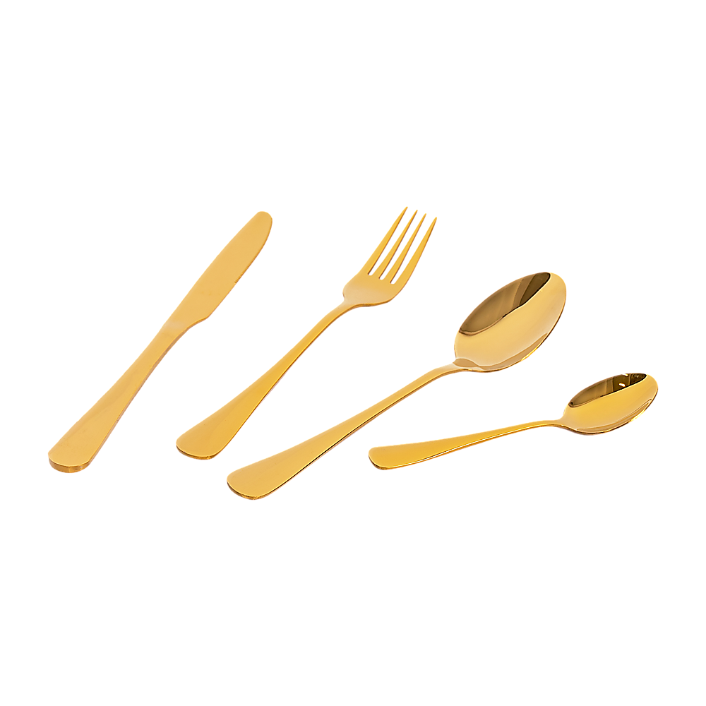 Randy & Travis Machinery Gold Cutlery Set with Storage Rack, 24 Pieces
