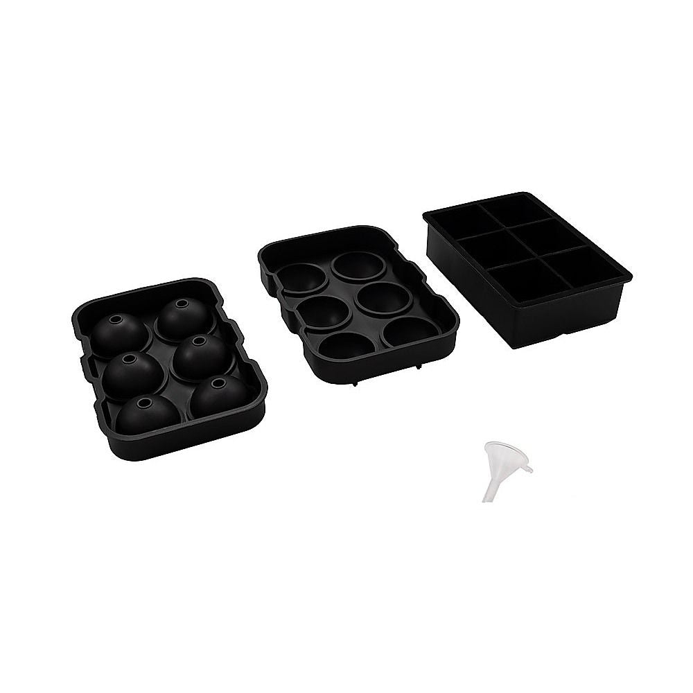 Randy & Travis Machinery Silicone Ice Ball and Cube Trays, 2 Pack