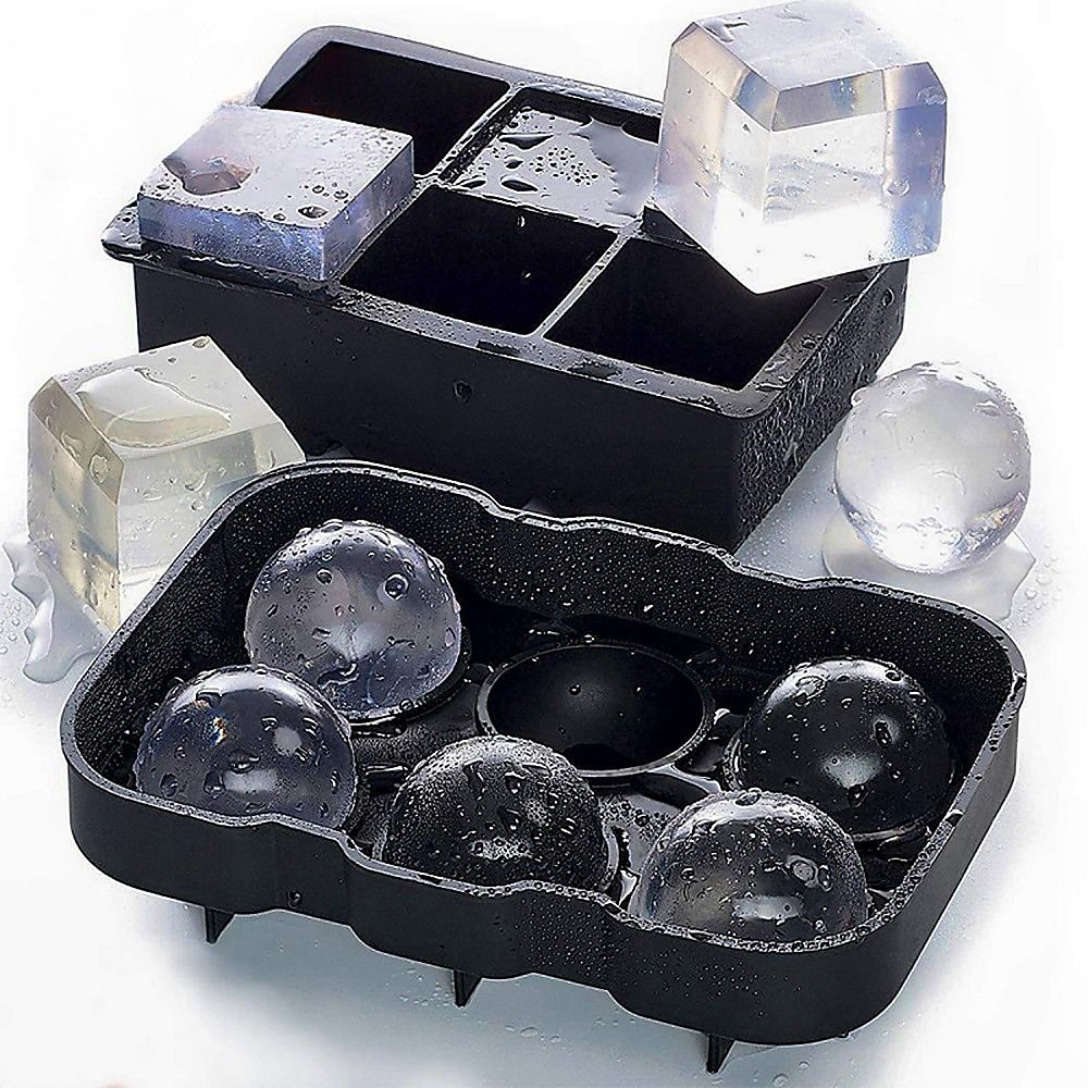 Randy & Travis Machinery Silicone Ice Ball and Cube Trays, 2 Pack