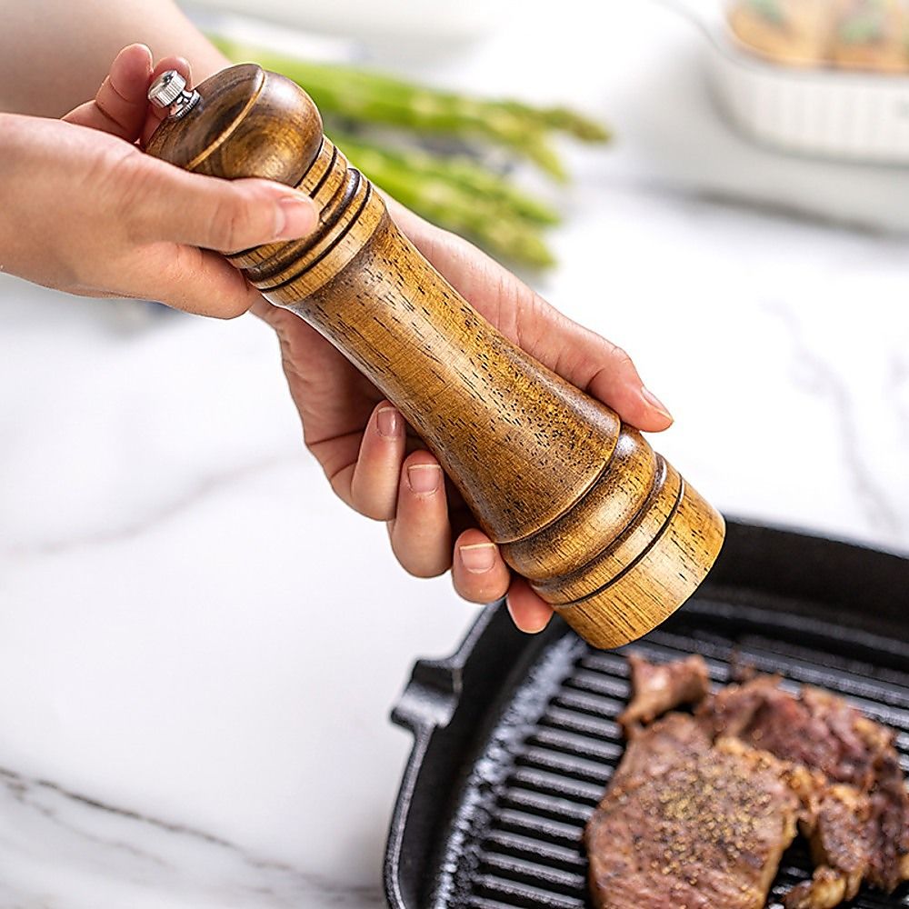 Randy & Travis Machinery Wooden Salt and Pepper Grinder, 21.5 cm