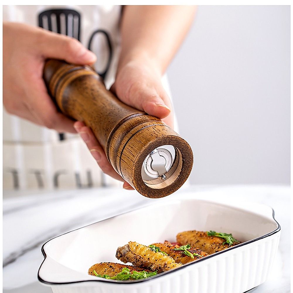 Randy & Travis Machinery Wooden Salt and Pepper Grinder, 21.5 cm