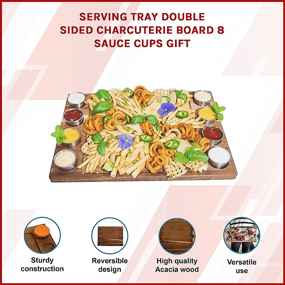 Randy & Travis Machinery Double Sided Acacia Board with 8 Cups