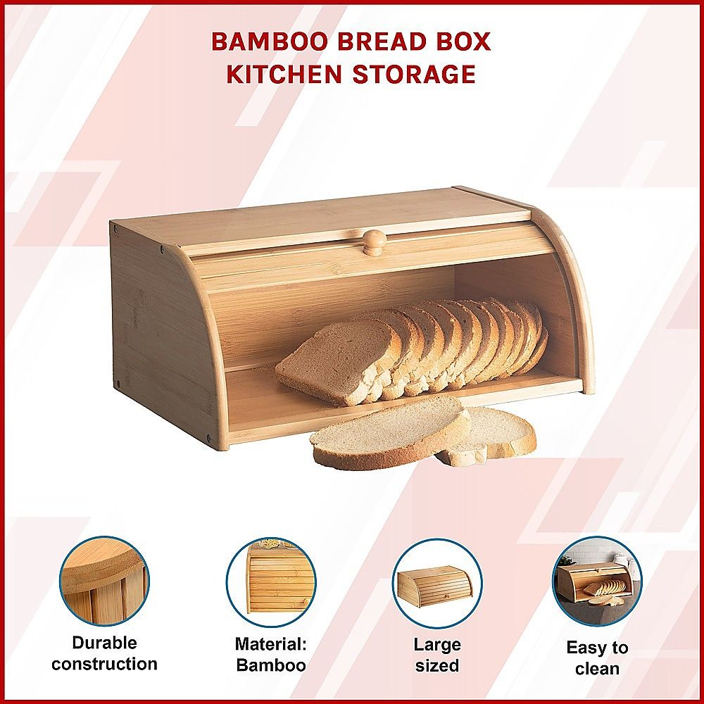 Randy & Travis Machinery Bamboo Bread Box with Rolltop Lid