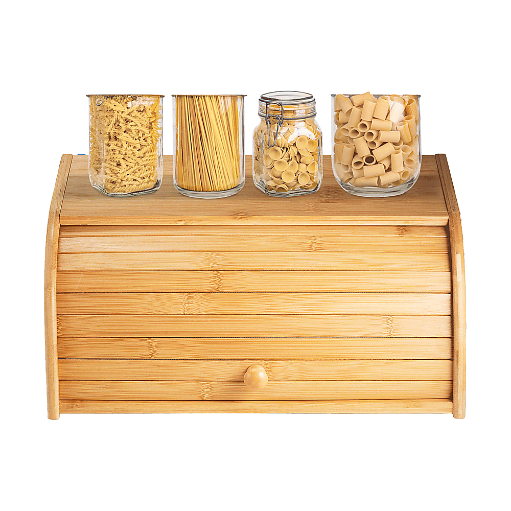 Randy & Travis Machinery Bamboo Bread Box with Rolltop Lid