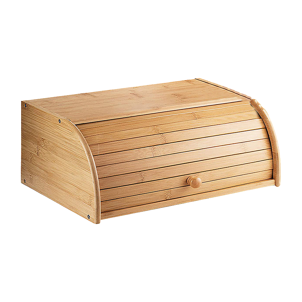 Randy & Travis Machinery Bamboo Bread Box with Rolltop Lid