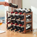 Randy & Travis Machinery Bamboo Wine Rack, 15 Bottles and 6 Glasses