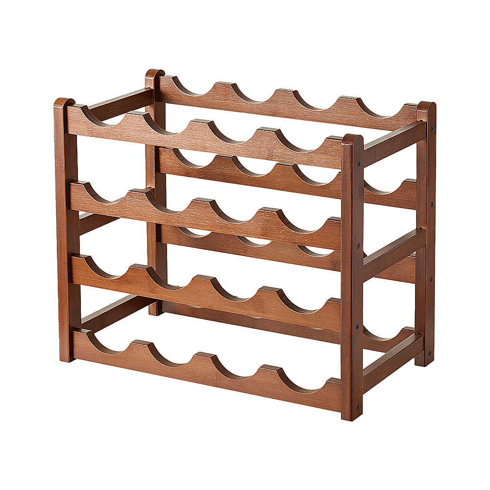 Randy & Travis Machinery Bamboo Wine Rack, 15 Bottles and 6 Glasses