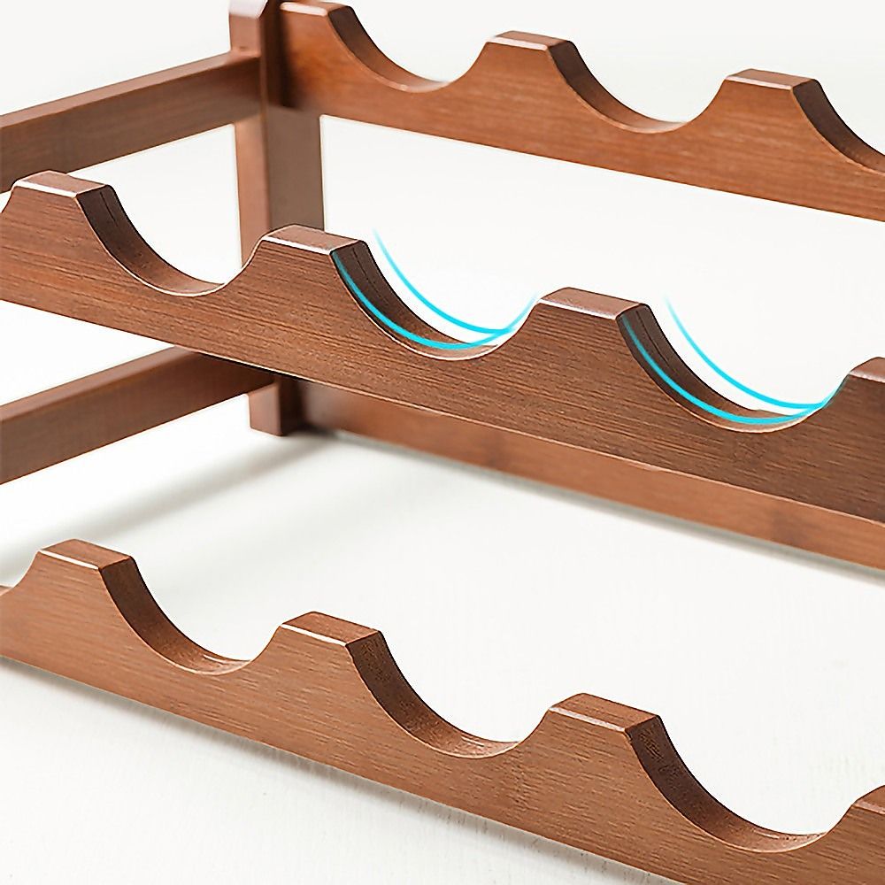 Randy & Travis Machinery Bamboo Wine Rack, 15 Bottles and 6 Glasses