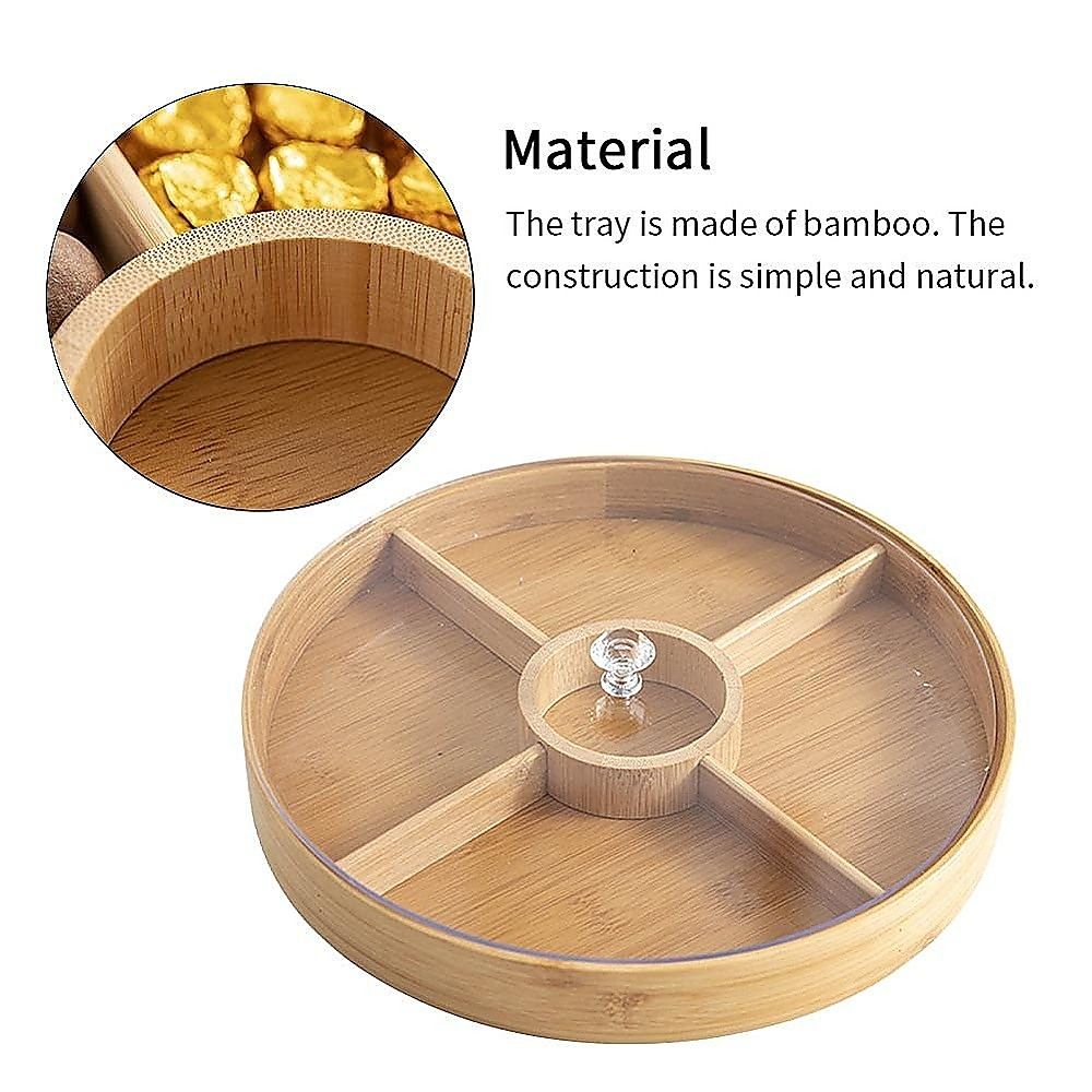 Randy & Travis Machinery Round Bamboo Snack Tray with Lid, 30 cm