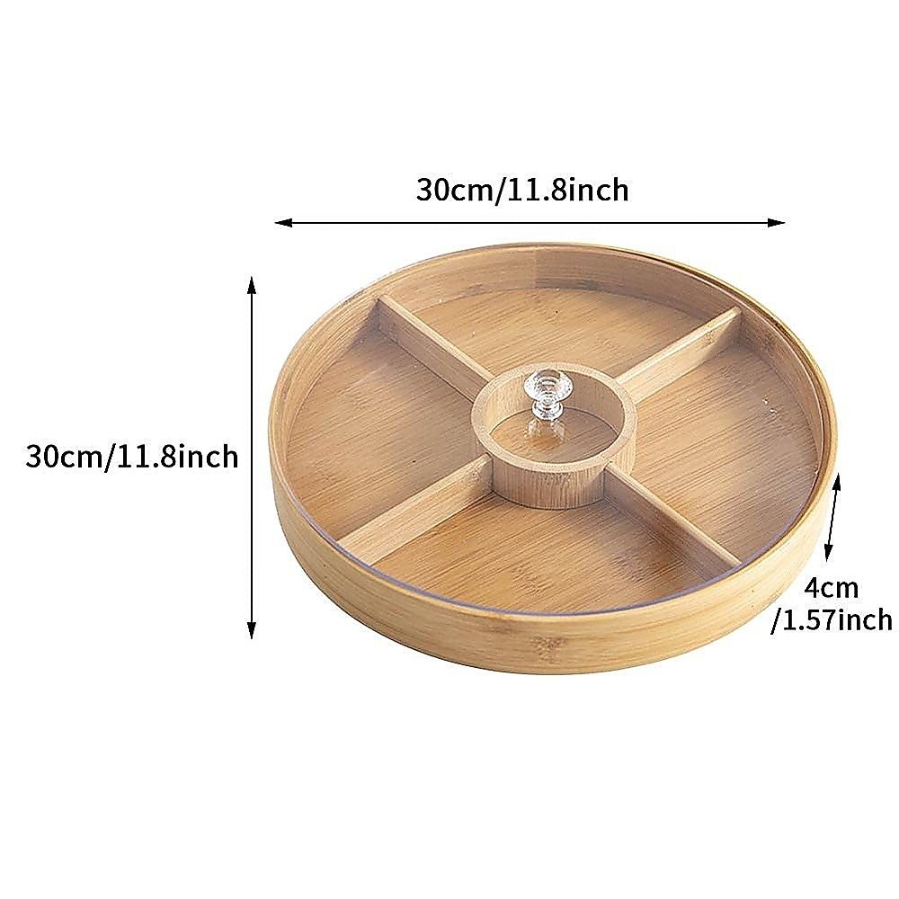 Randy & Travis Machinery Round Bamboo Snack Tray with Lid, 30 cm