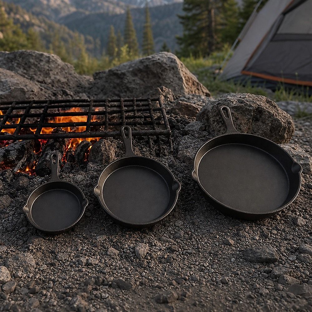 Randy & Travis Machinery Cast Iron Frying Pan Set, 3 Pieces