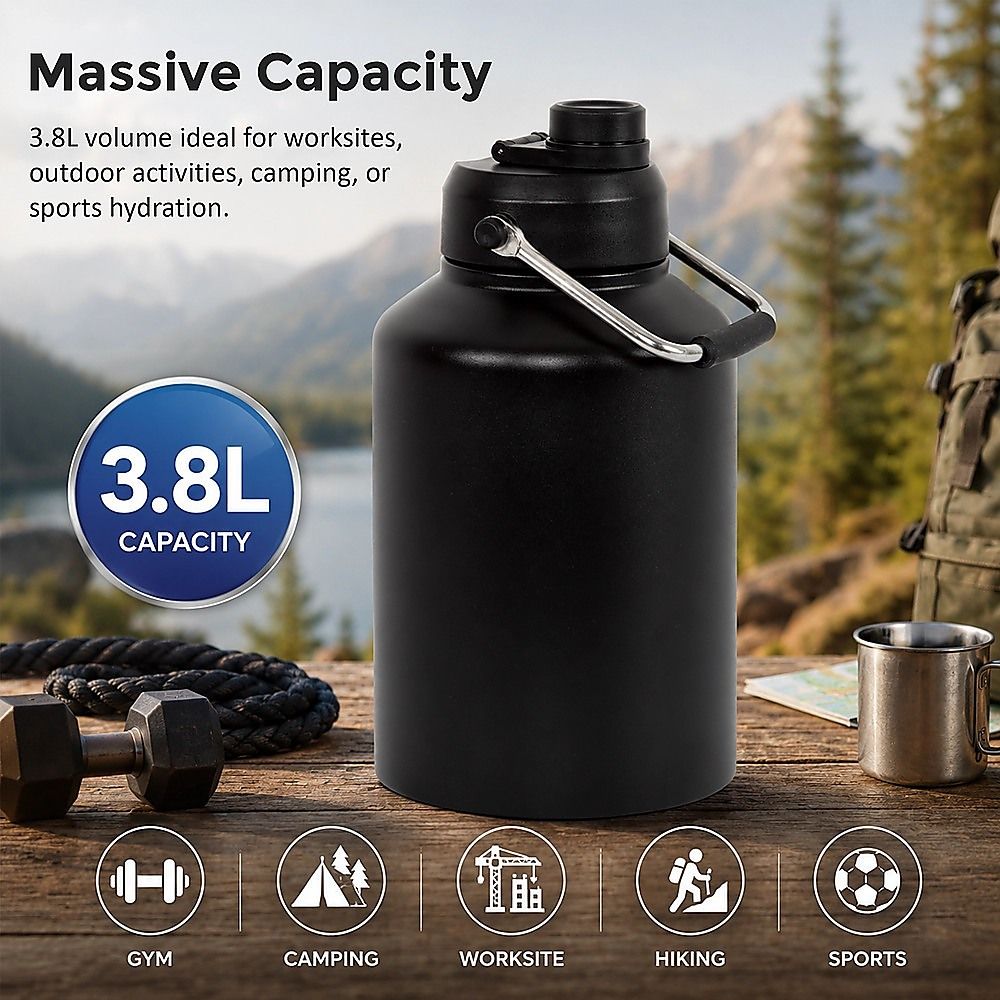 Randy & Travis Machinery Insulated Stainless Steel Drink Jug, 3.8 L