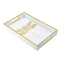 Dragonfly Serving Tray, White and Gold, 45 cm