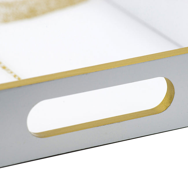 Dragonfly Serving Tray, White and Gold, 45 cm