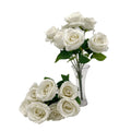 Artificial White Rose Bouquets, 7 Heads, 46 cm, 8 Pack