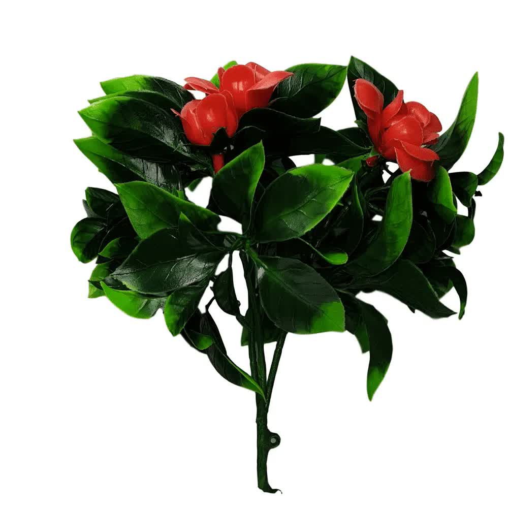 Artificial Flowering Red Rose Stem, UV Resistant, 30 cm