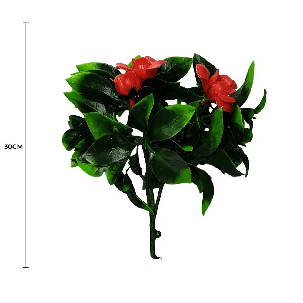 Artificial Flowering Red Rose Stem, UV Resistant, 30 cm