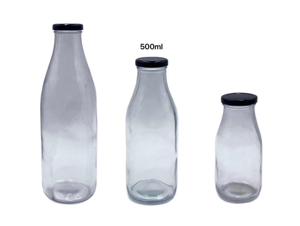 Glass Milk Bottles with Metal Lids, 500 ml, 24 Pack