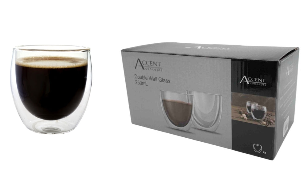 Double Wall Glass Coffee Mugs, 12 Pack, 250 ml