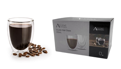 Double Wall Glass Coffee Mugs, 24 Pack, 350 ml