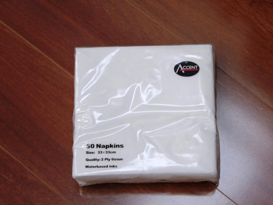 2 Ply White Paper Napkins, 33 cm, Bulk 24