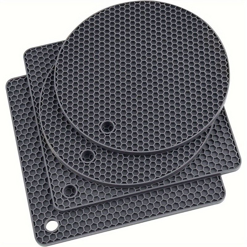 Silicone Trivets, Grey, 18 cm, Set of 4