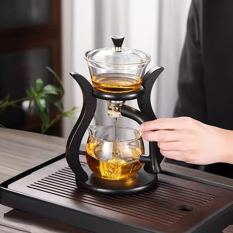 Lazy Kung Fu Glass Teapot Set with Infuser, Black