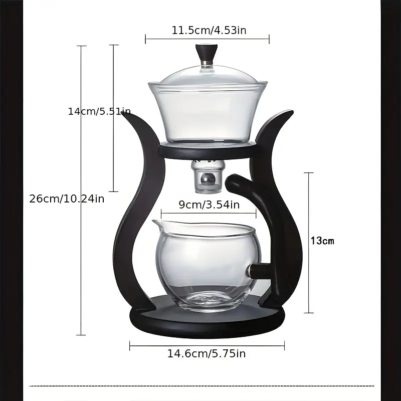 Lazy Kung Fu Glass Teapot Set with Infuser, Black